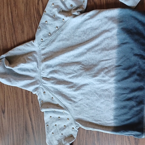 RUBBER DOLL front zip hoodie, crop style, Ombre gray & blue - Picture 4 of 5